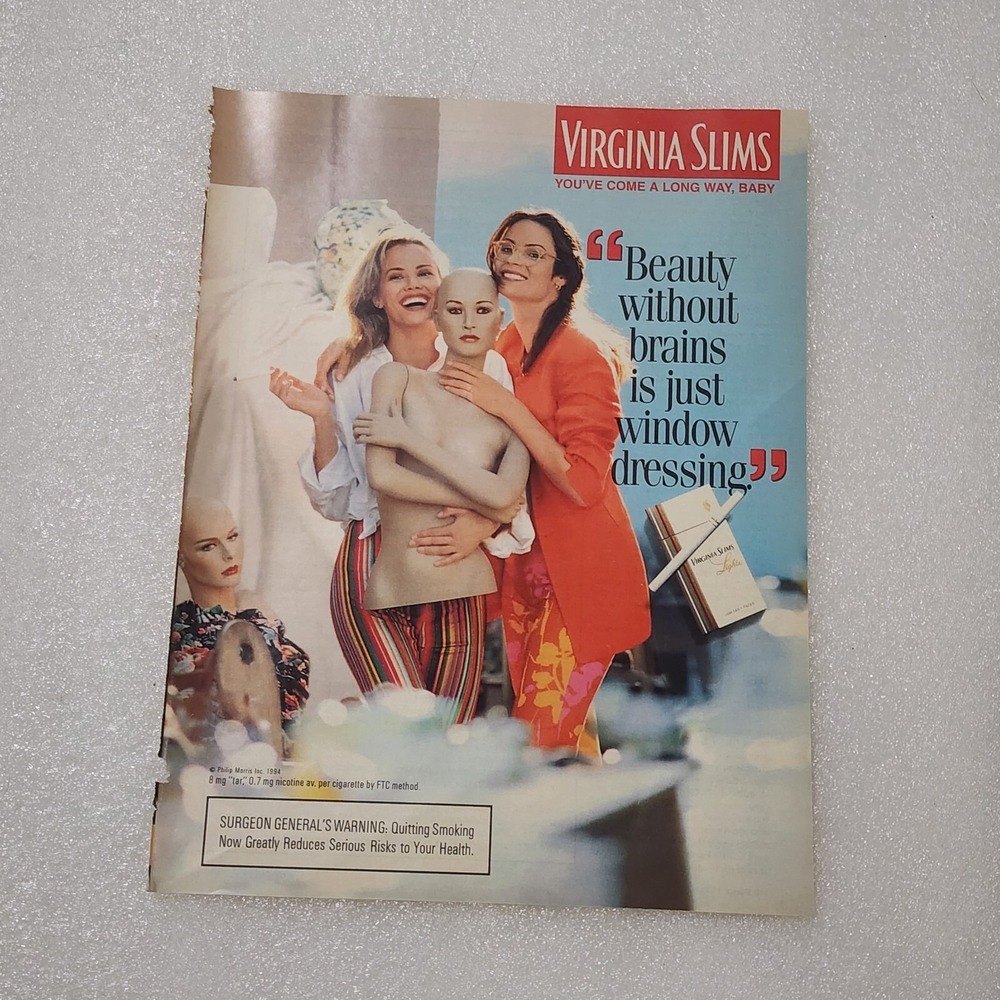 Vintage 1994 Virginia Slims Print Ad Model Mannequin 8x10 Wall Art Clipping